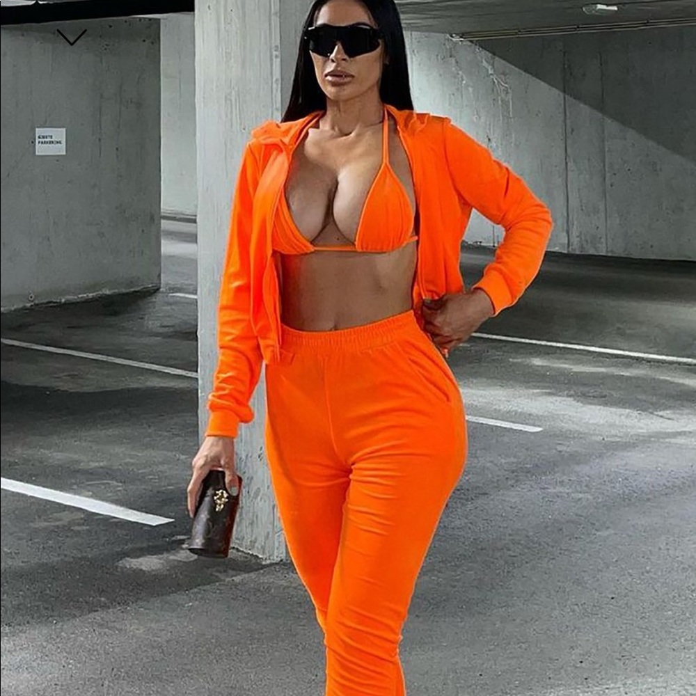 3 pc velour bikini set